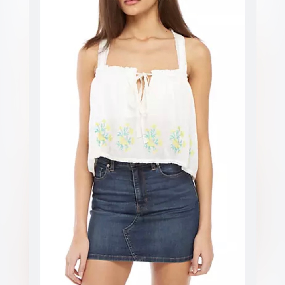 Free People Embroidered Golden Hour Top XS